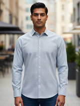 Off White Grid Checkered Full Sleeves Cotton Shirt