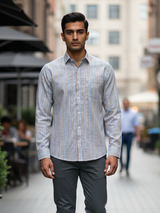 Mutlicolor Vertical Stripes Full Sleeves Cotton Shirt