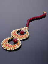 Traditional Kundan Meena Chandbali Maang Tikka