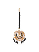 Black Beads and Enamel Kundan Maang Tikka
