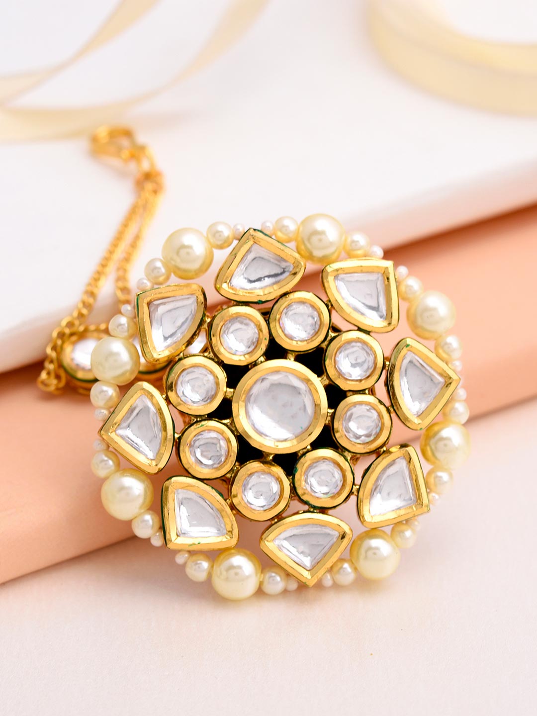 Traditional Kundan Meena Borla Maang Tikka