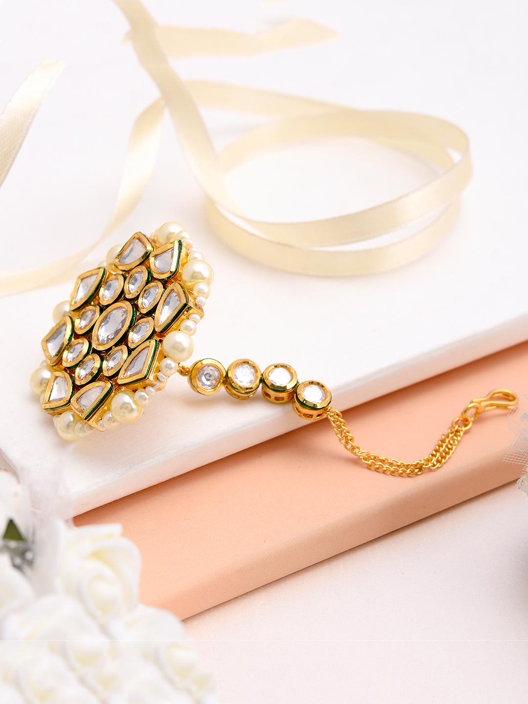 Traditional Kundan Meena Borla Maang Tikka