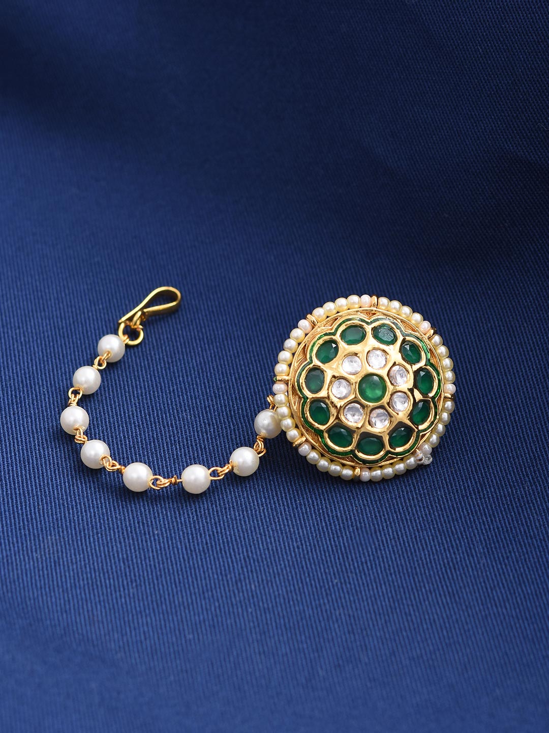 Traditional Kundan Meena Borla Maang Tikka