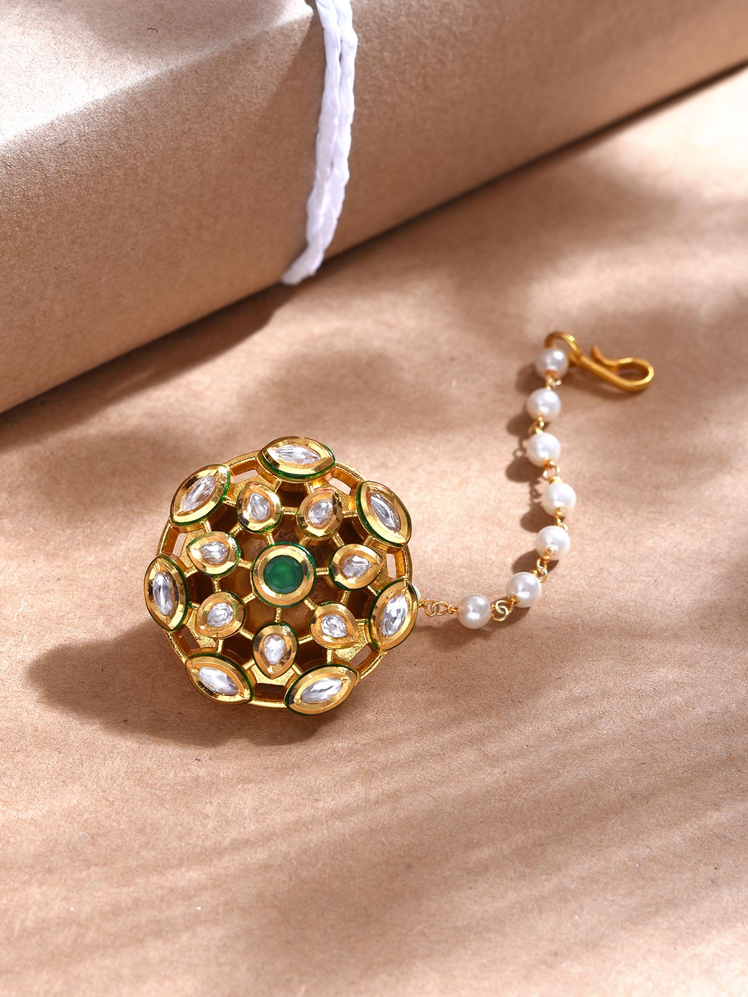 Traditional Kundan Meena Borla Maang Tikka