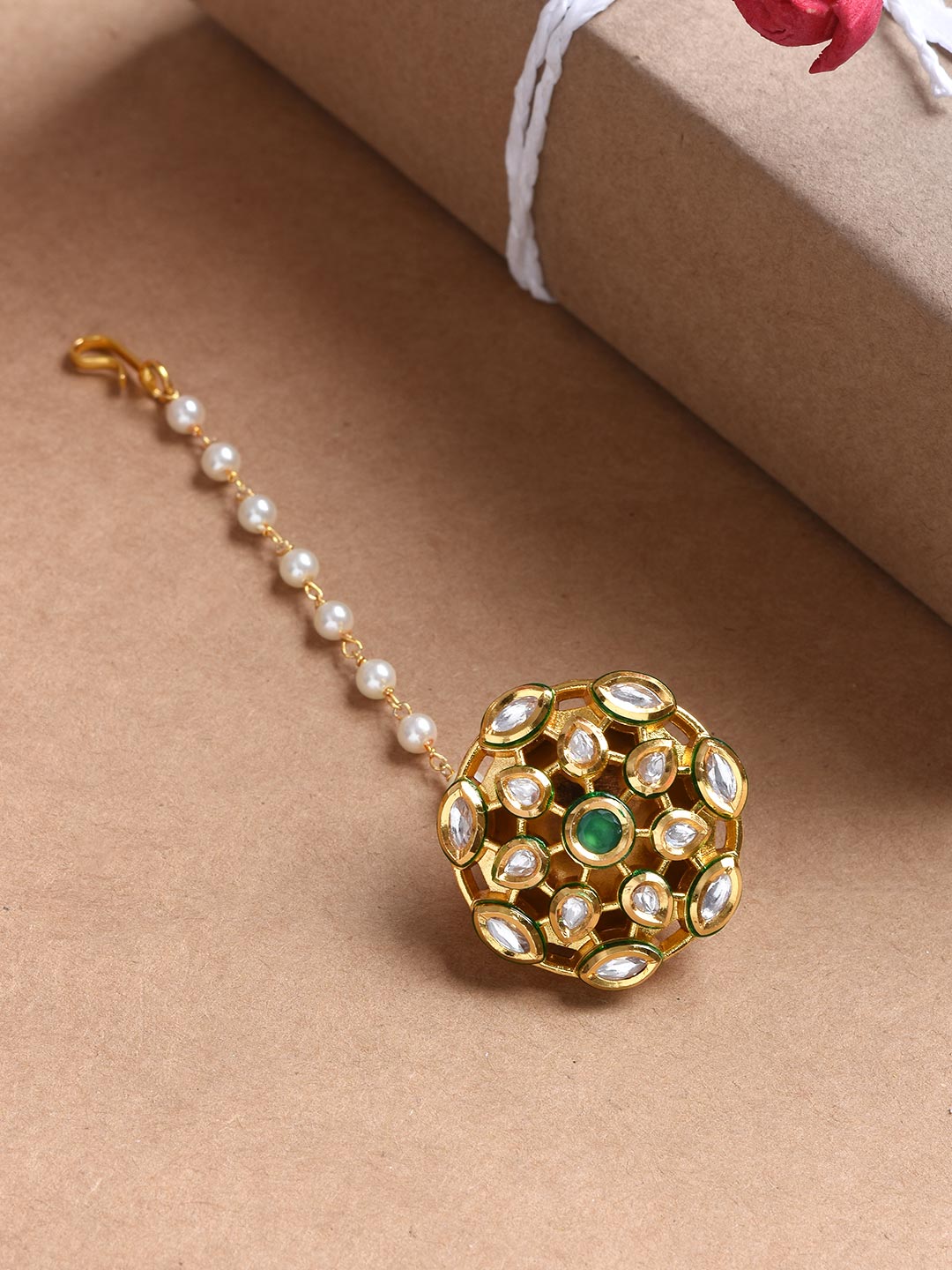 Traditional Kundan Meena Borla Maang Tikka