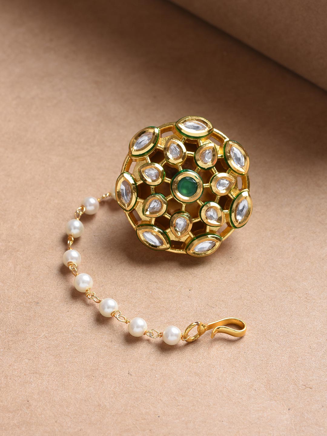 Traditional Kundan Meena Borla Maang Tikka