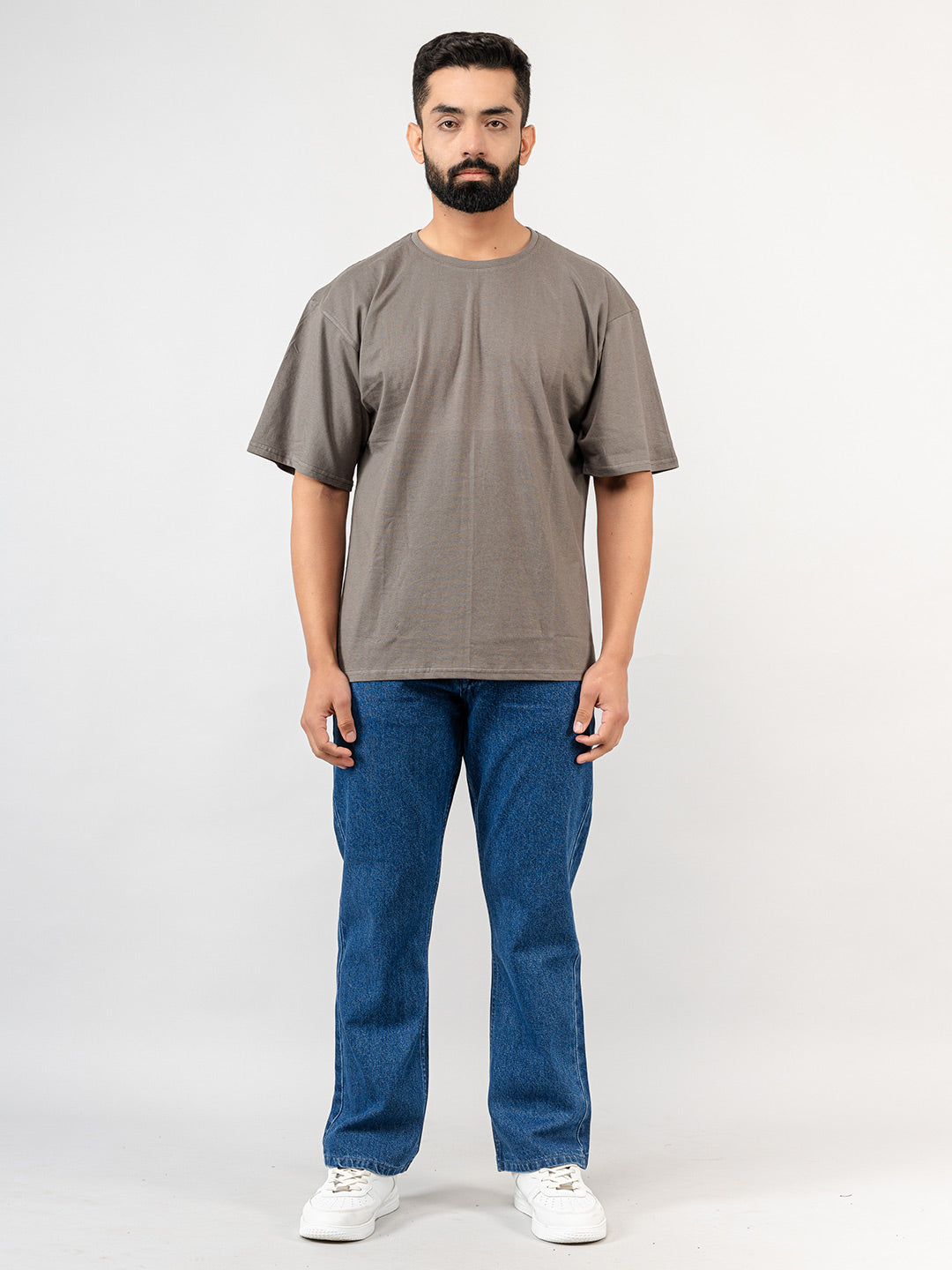 Solid Grey Oversized Cotton T-shirt