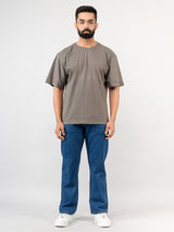 Solid Grey Oversized Cotton T-shirt