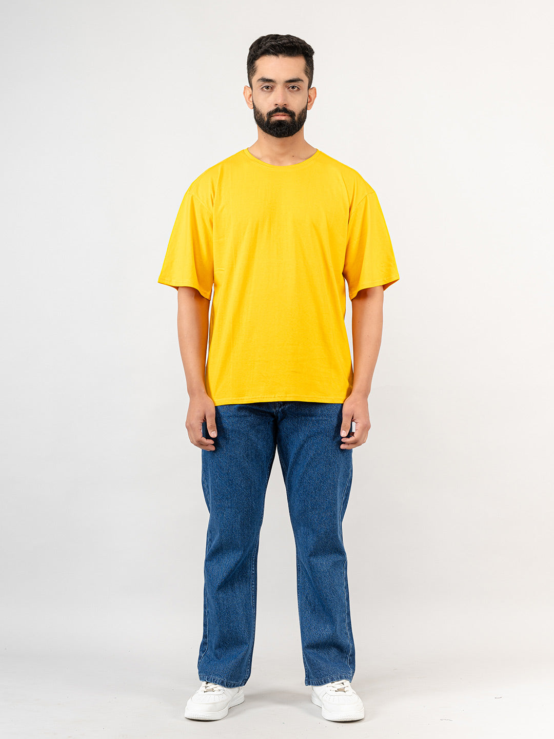 Solid Yellow Oversized Cotton T-shirt