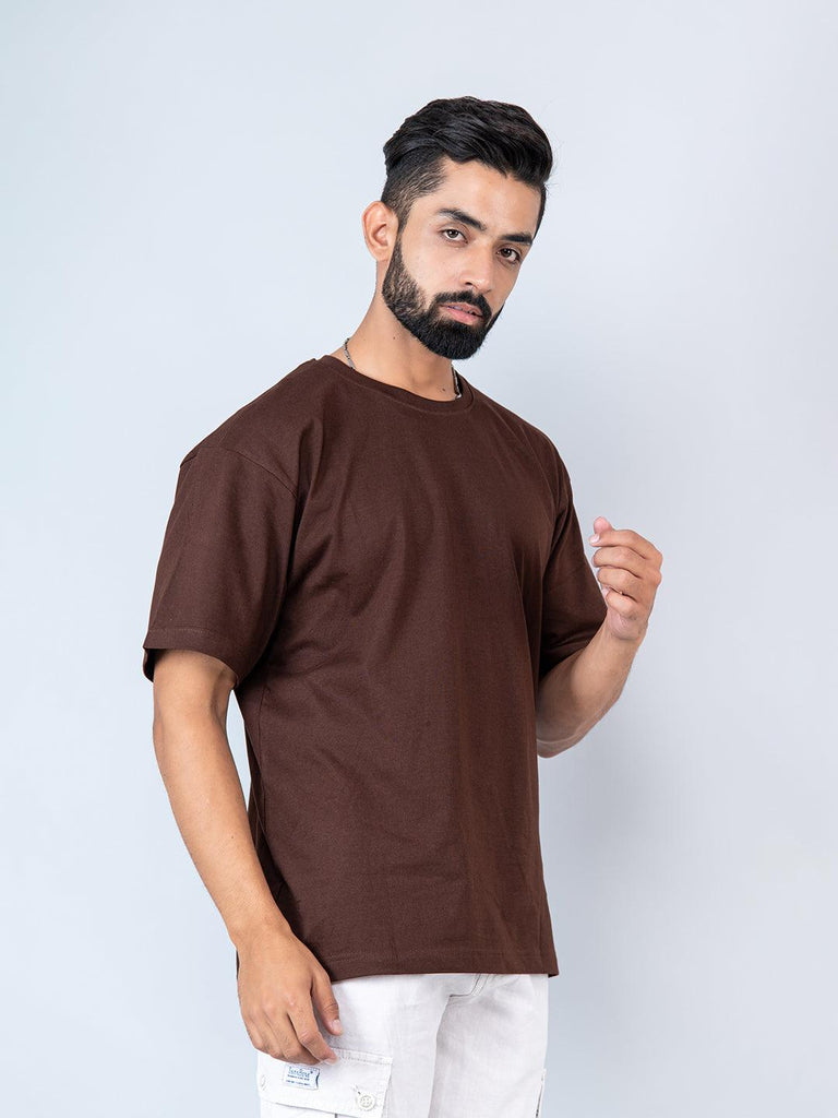 Brown Oversized Cotton T-shirt - Tistabene