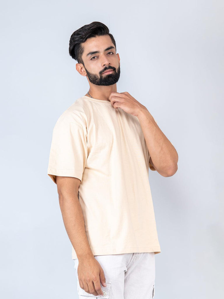 Cream Oversized Cotton T-shirt - Tistabene