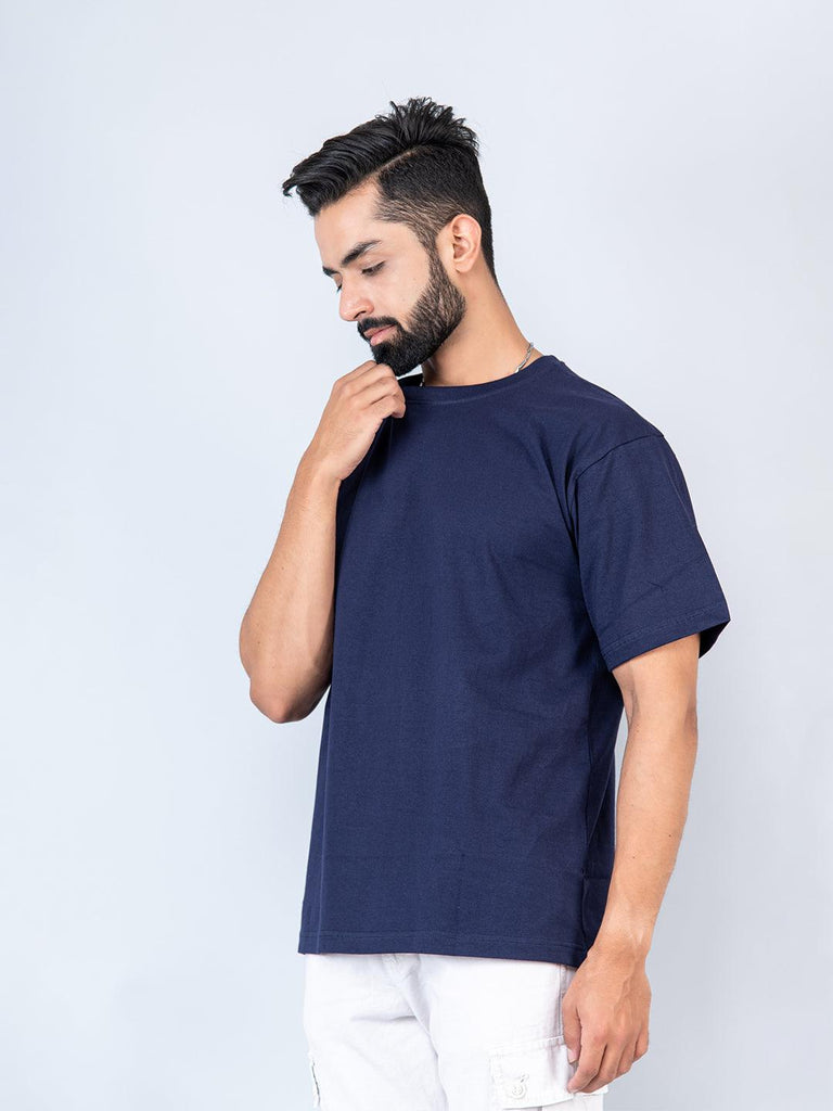 Blue Oversized Cotton T-shirt - Tistabene