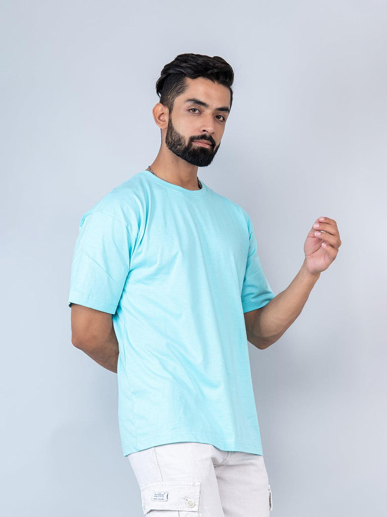 Sky Blue Oversized Cotton T-shirt - Tistabene