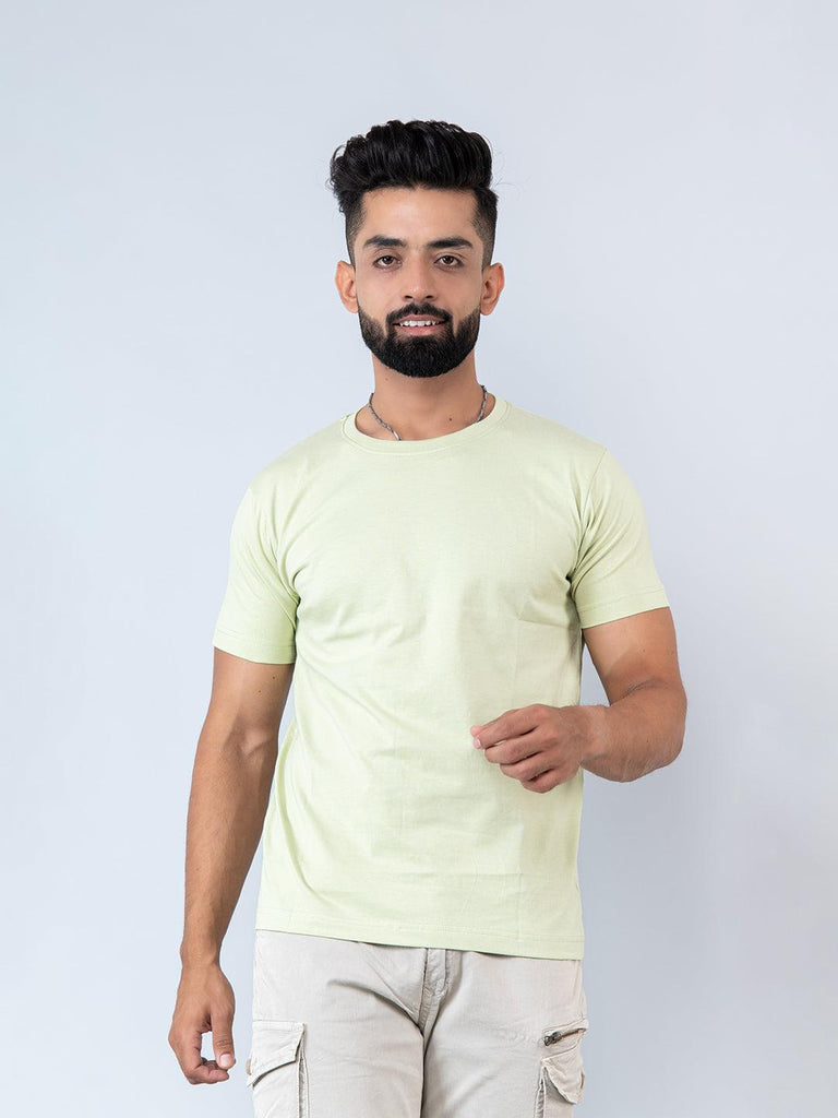 Pastel Green Round Neck Cotton T-shirt - Tistabene