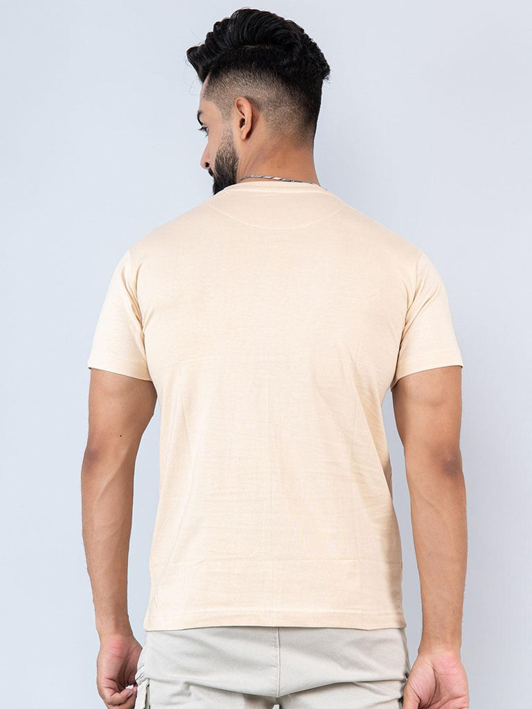 Cream Round Neck Cotton T-shirt - Tistabene