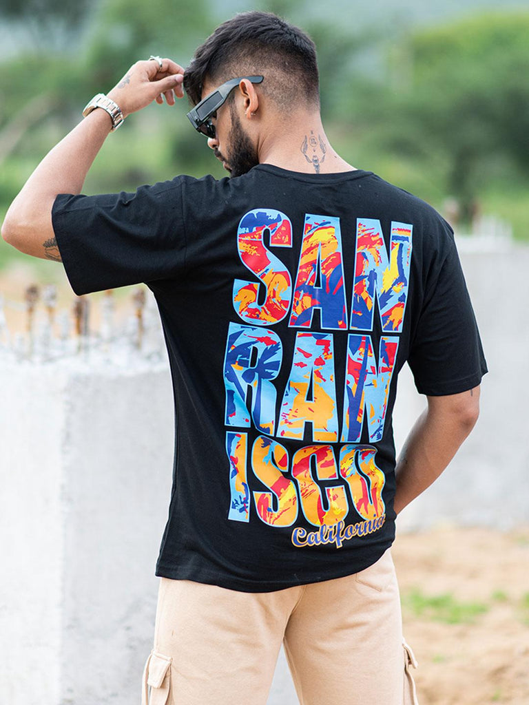 Black San Ran Isko Printed Oversized T-Shirt - Tistabene