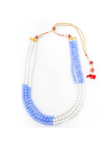 Bi-Color Beaded Sky Blue and White Necklace