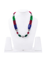 Threaded Old Silver Multi Colorstones Necklace