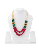 Beaded Green Red White Traditional Necklace