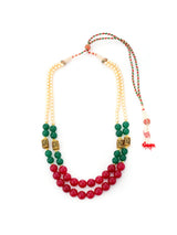 Beaded Green Red White Traditional Necklace