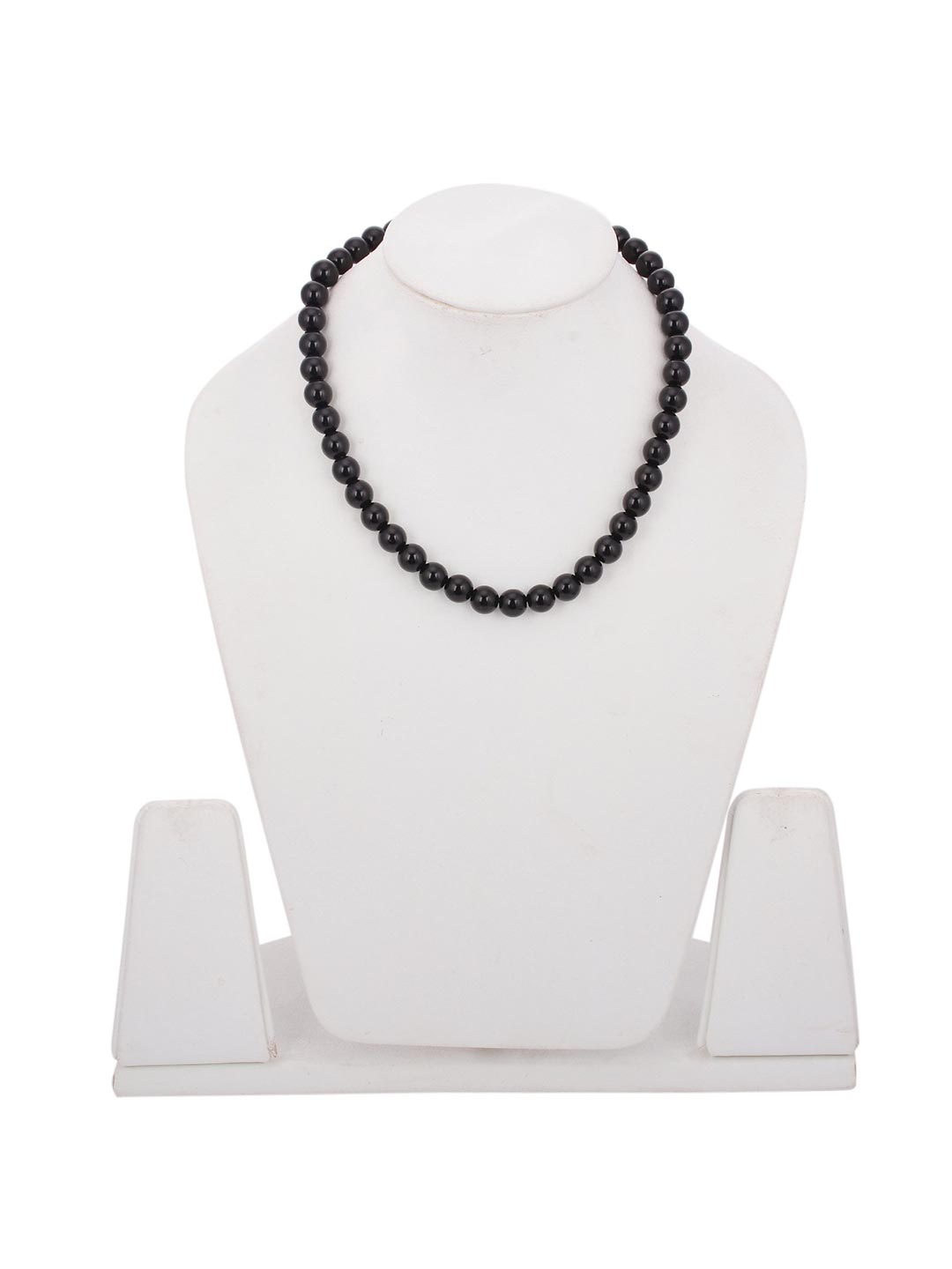 Black 10mm Round Beads Single Stranded Necklace