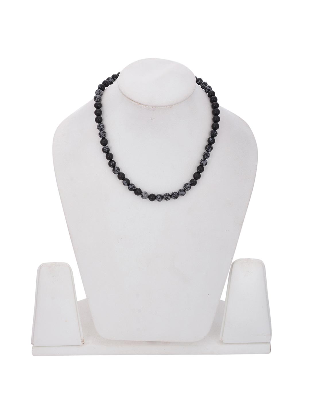 Black 8mm Round Beads Single Stranded Necklace