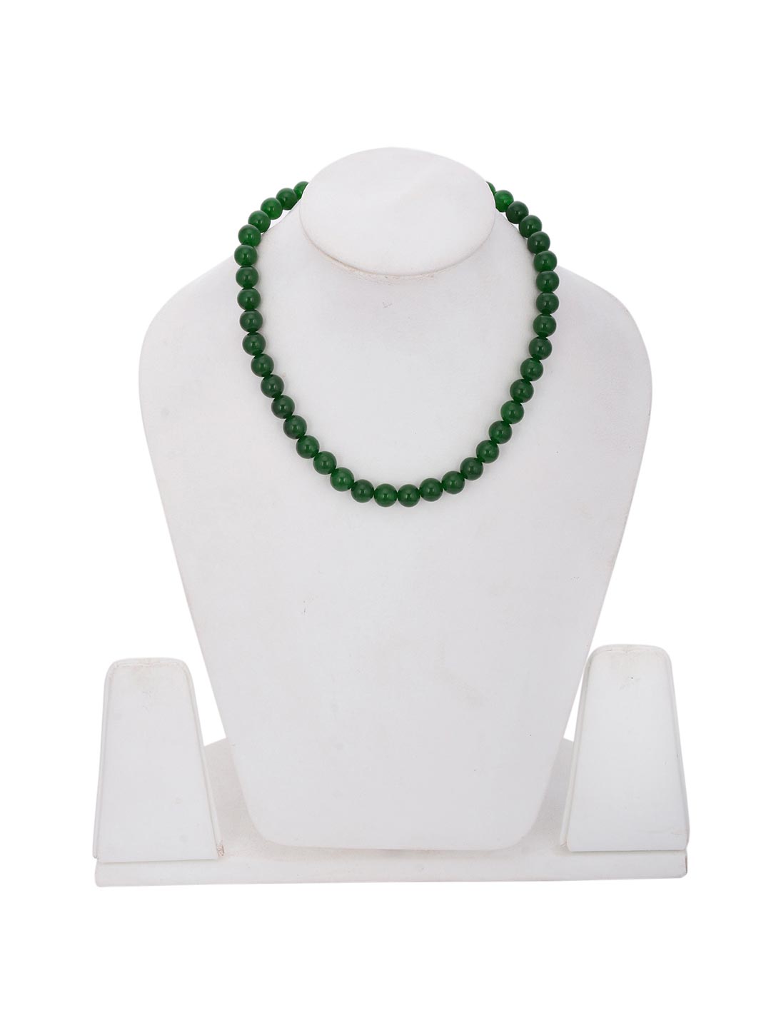 Green 10mm Round Beads Single Stranded Necklace