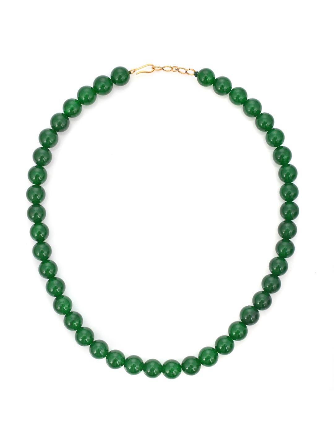 Green 10mm Round Beads Single Stranded Necklace