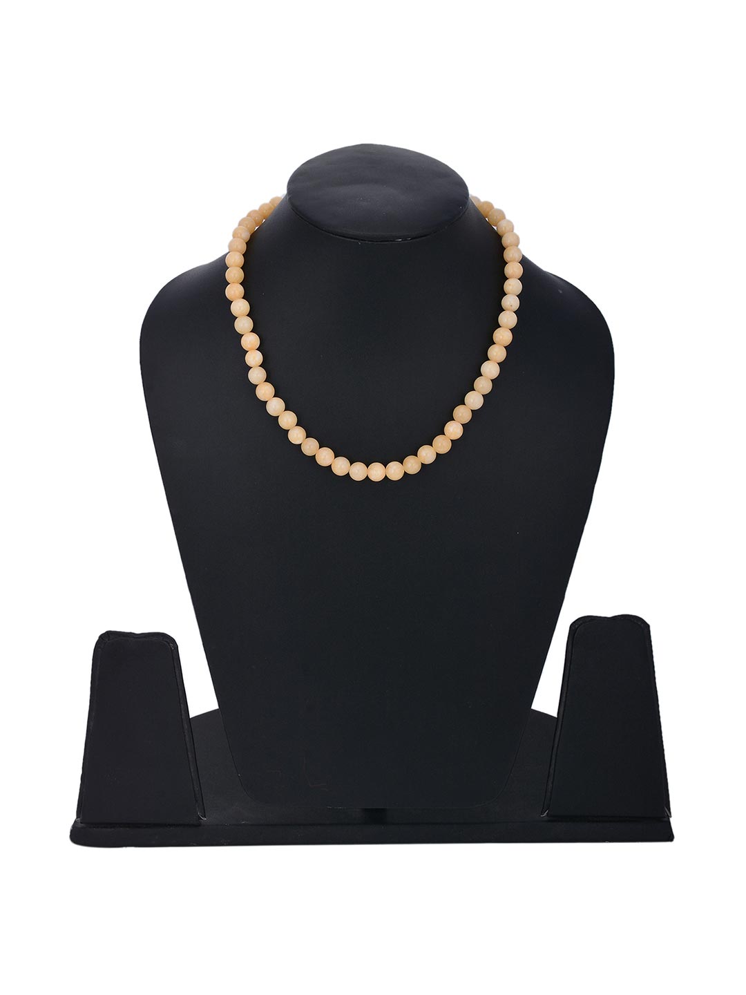 Light Orange 8mm Round Beads Single Stranded Necklace