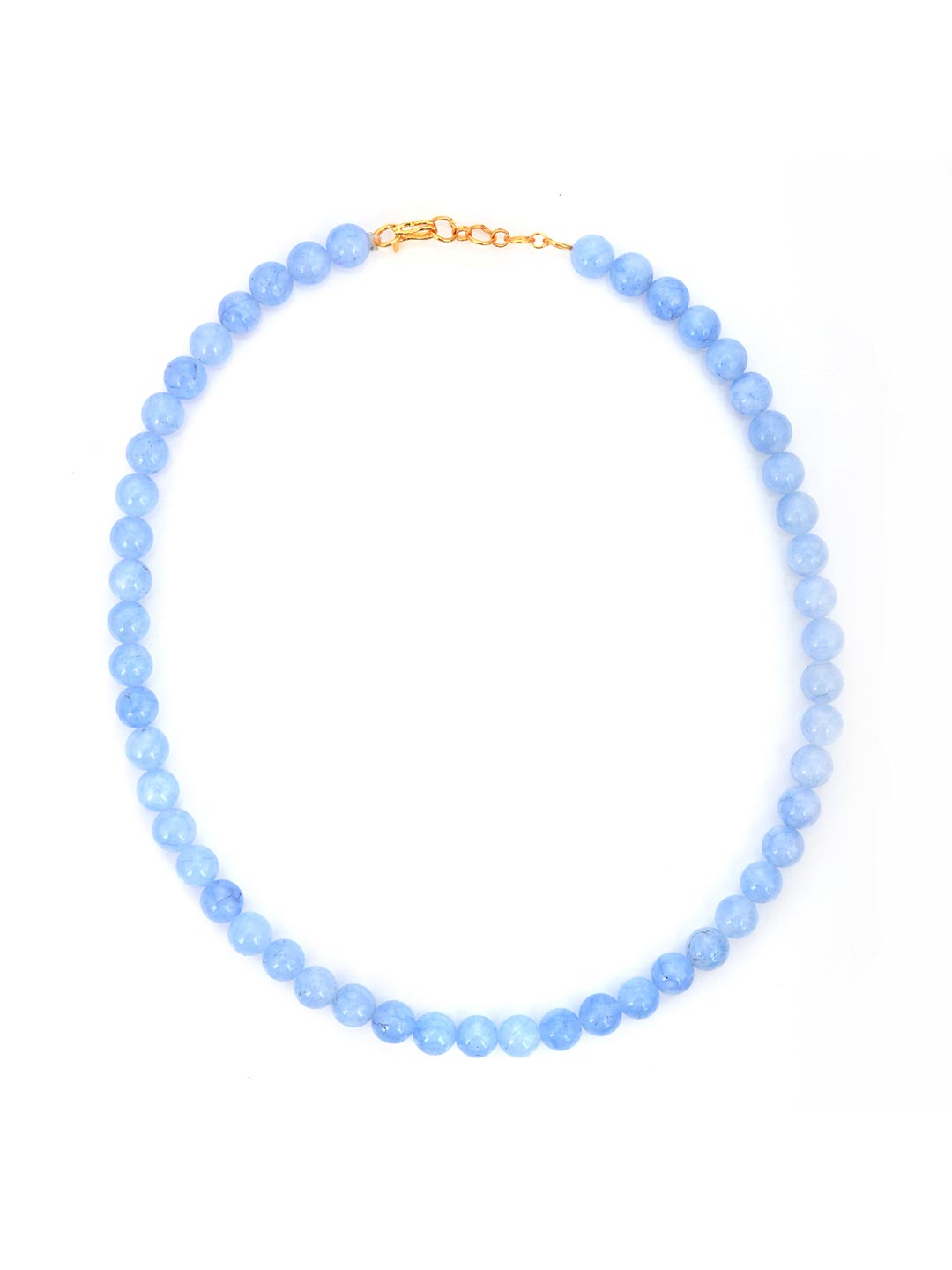 Liliac Blue 8mm Round Beads Single Stranded Necklace