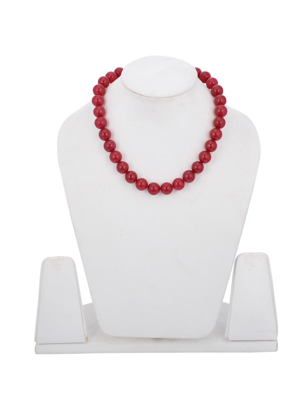 Red 14mm Round Beads Single Stranded Necklace