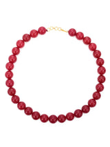 Red 14mm Round Beads Single Stranded Necklace