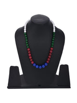 Red Blue Green And White Beads Single Stranded Graduation Necklace