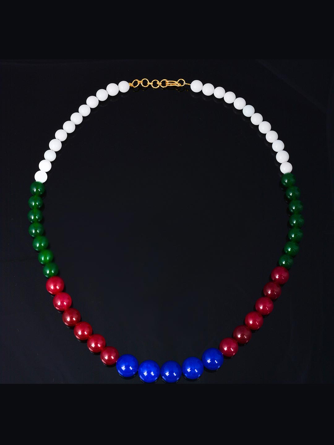 Red Blue Green And White Beads Single Stranded Graduation Necklace