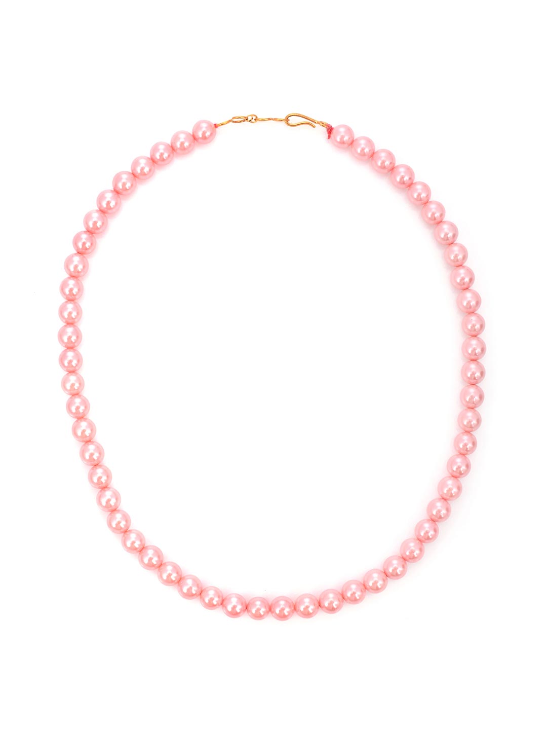 Shiny Pink 8mm Round Pearl Beads Single Stranded Necklace