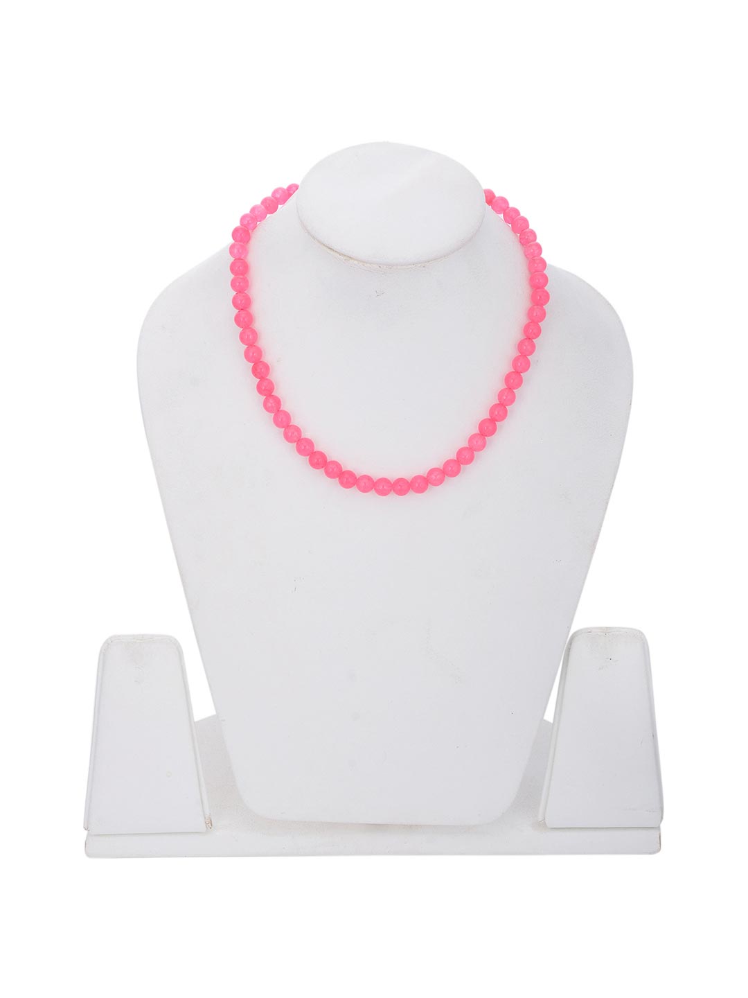 Vivid Pink 8mm Round Beads Single Stranded Necklace