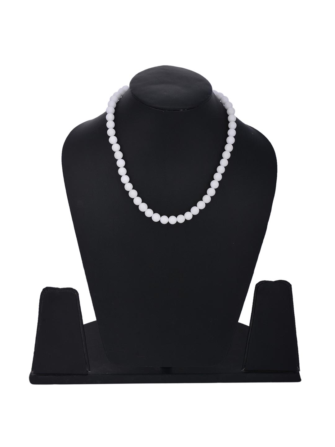 White 10mm Round Beads Single Stranded Necklace