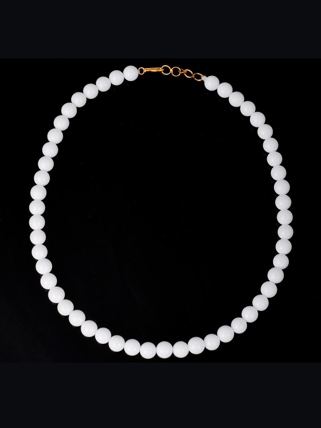 White 10mm Round Beads Single Stranded Necklace