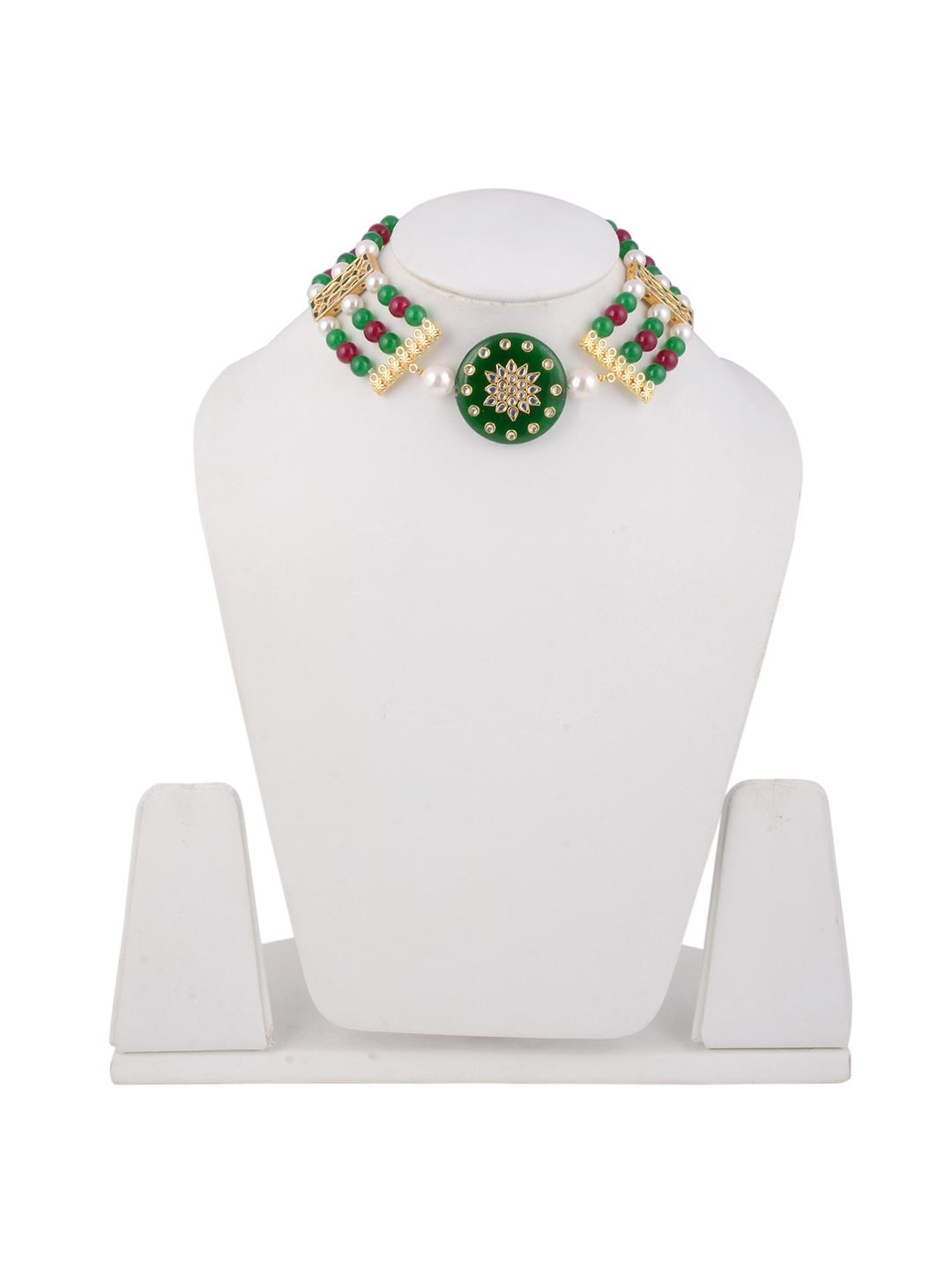 Traditional Beaded Kundan Meena Choker Necklace