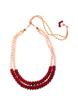 Classic Peach Baroque Pearls and Red Stones Necklace