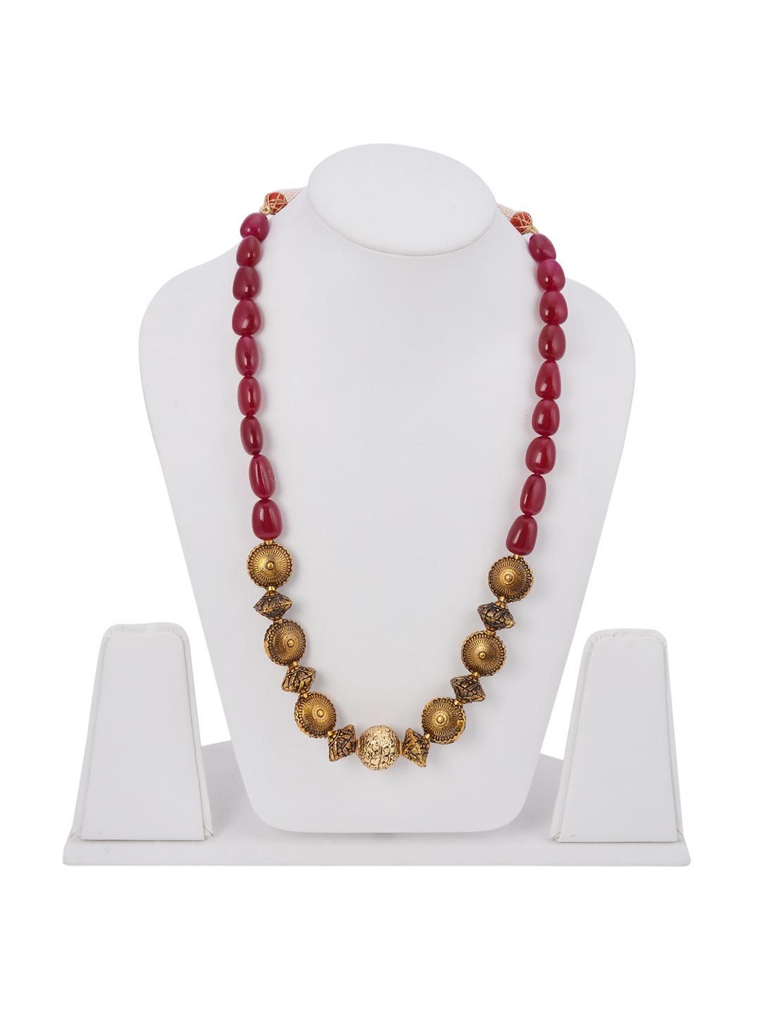 Traditional Single Stranded Antique Red Stones Necklace