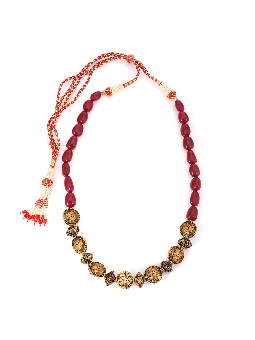 Traditional Single Stranded Antique Red Stones Necklace
