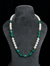 Green Stones and Pearls Traditional Necklace