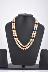 Golden Pearls and Red Stones Beaded Necklace