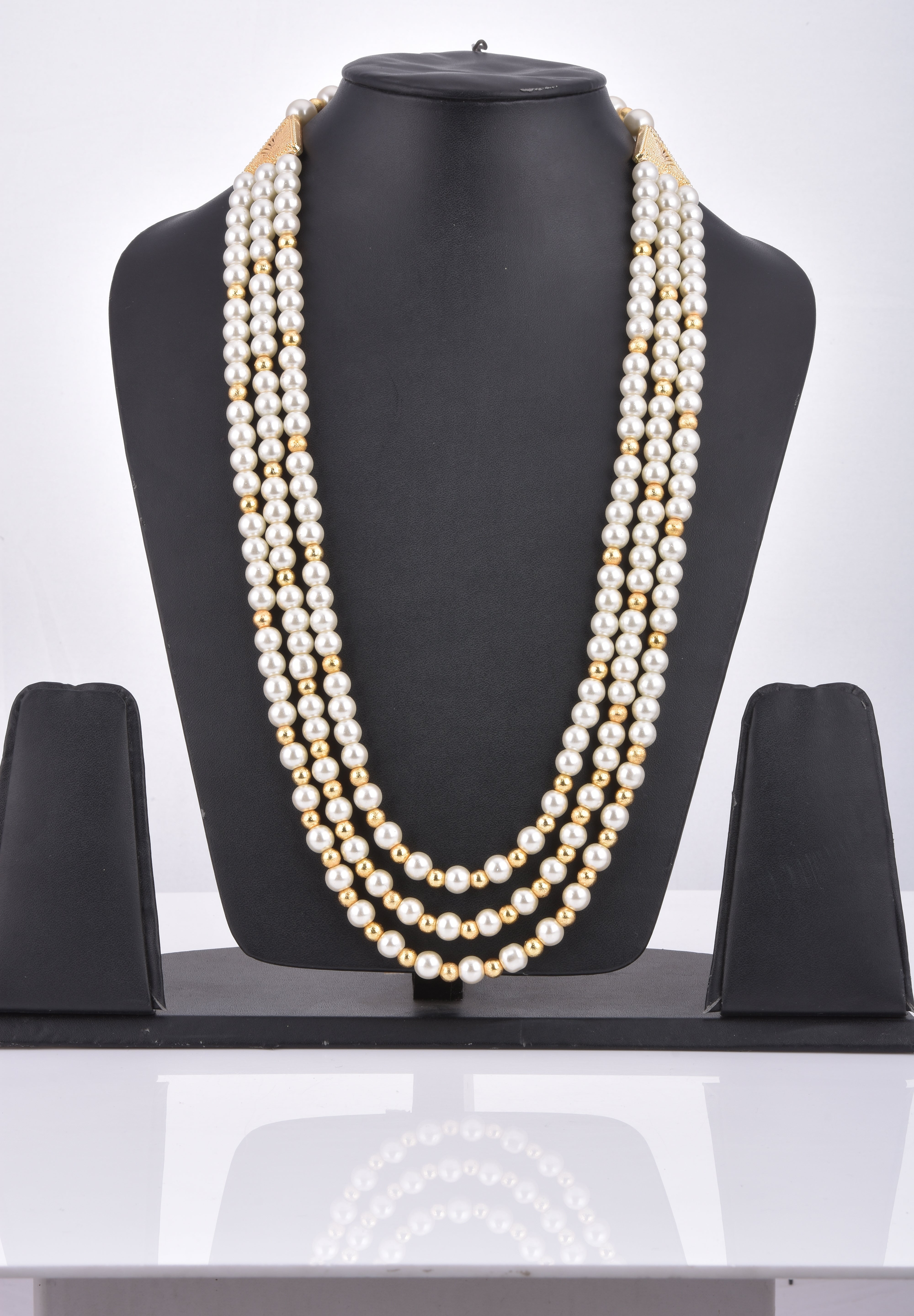 Pearls and Golden Balls Beaded Necklace