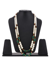 Big Green Stones and Red Stones Perals Traditional Necklace
