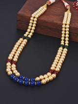 Tri Color Stones and Perals Bi Stranded Necklace