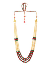 Classic Red Green Stones Multi Stranded Necklace