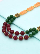 Designer Metal Balls And Multi Color Stones Beaded Necklace