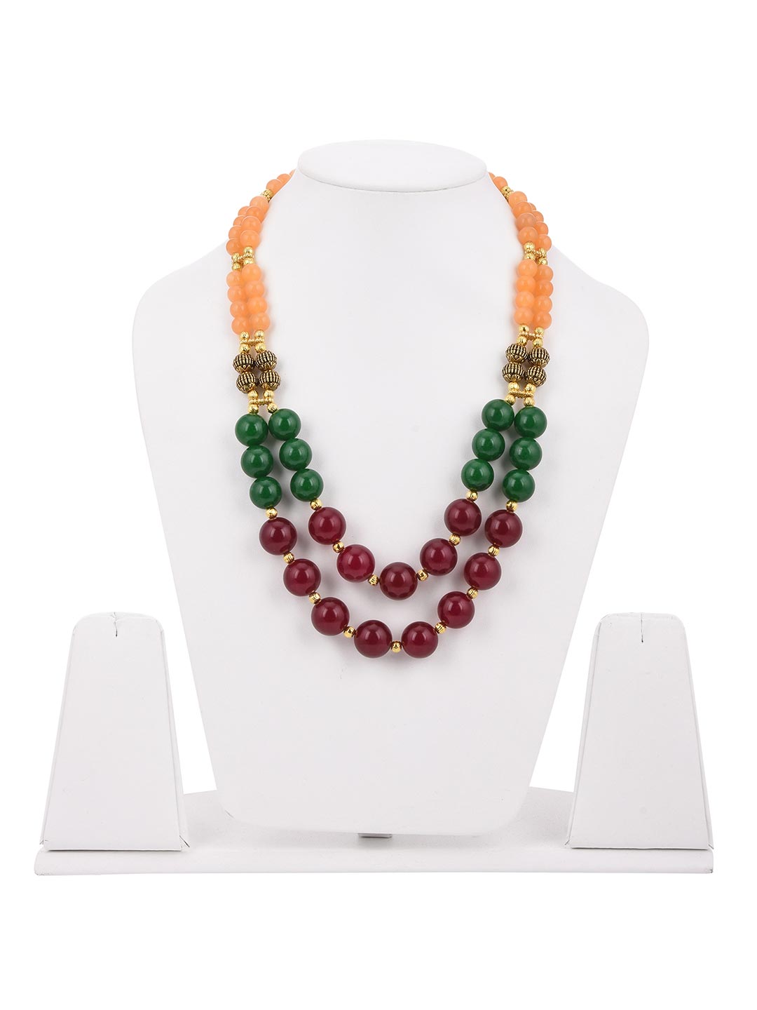 Designer Metal Balls And Multi Color Stones Beaded Necklace